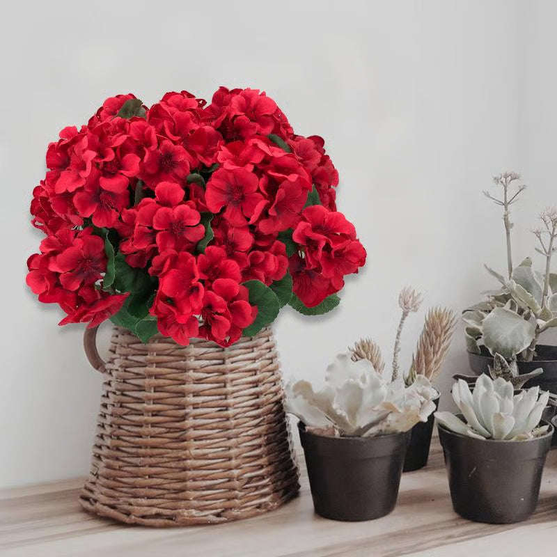 🌸 Last Day 50% OFF – UV Resistant Artificial Geranium Flowers for Outdoors & Home Decor
