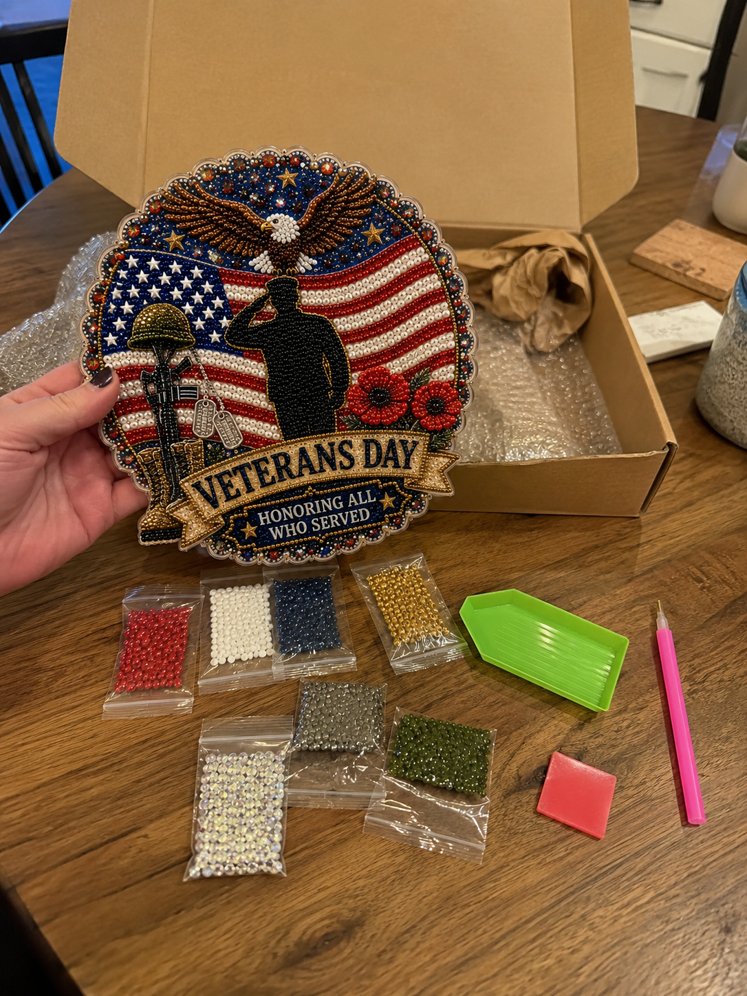 ⚪DIY Veterans Day Pearl Diamond Art Hanging Ornament Kit💎