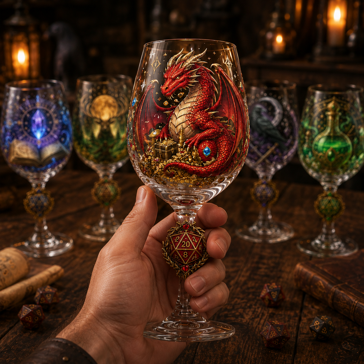 🎲D20 Fantasy Goblet Wine Glass 6pcs Set🍷