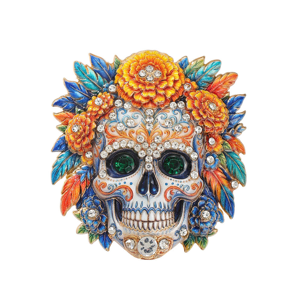 🏵️Día de los Muertos Floral Skull Brooch Pin