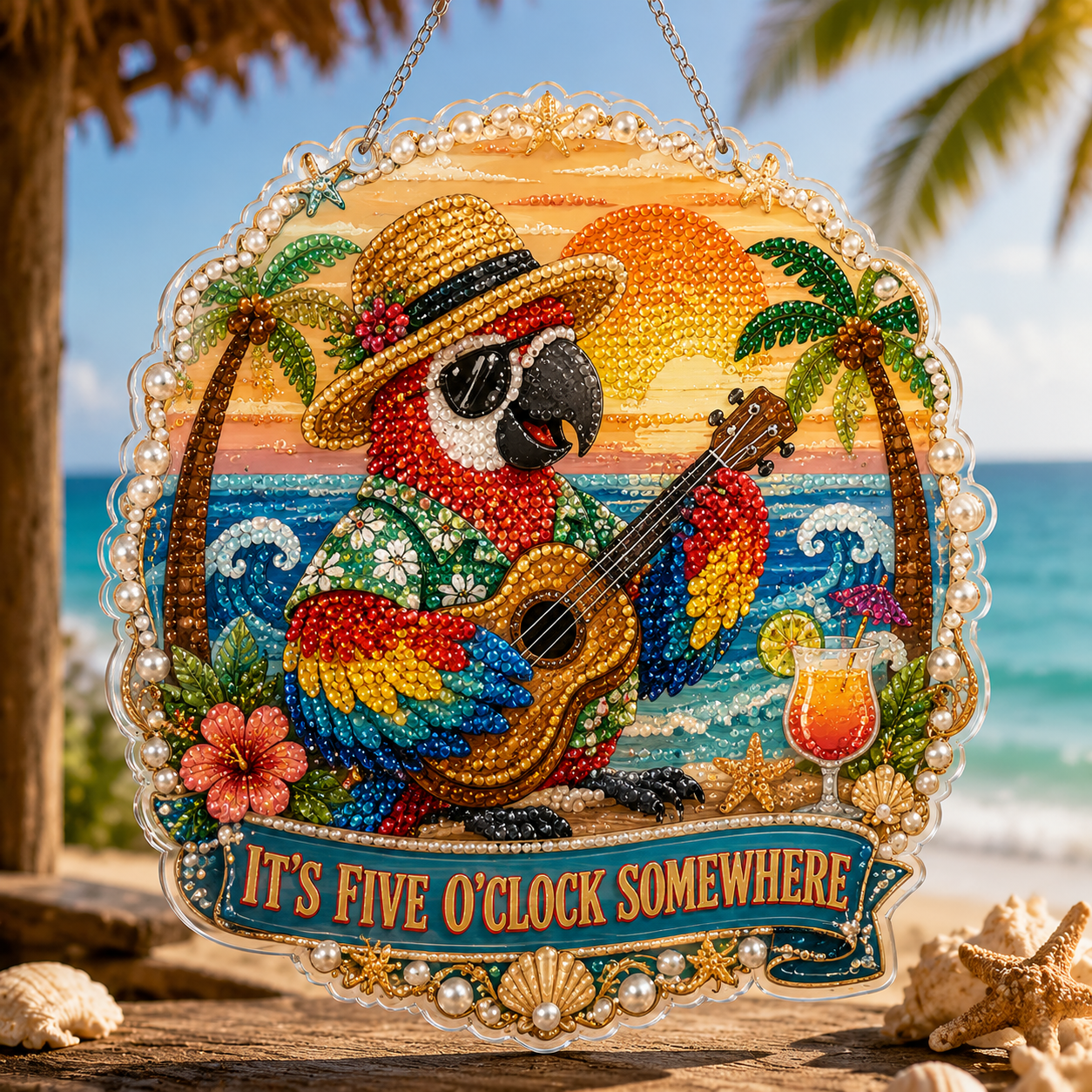 🌊DIY Island Time Pearl Diamond Art Hanging Ornament Kit🍹