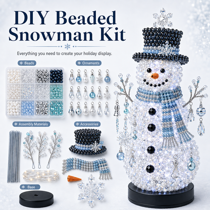 ❄️ DIY Beaded Snowman Kit | Handmade Winter Craft & Light-Up Holiday Decor