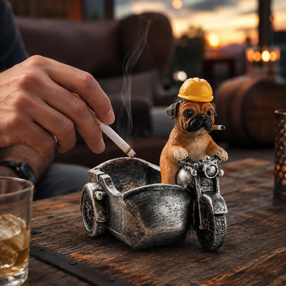 Bulldog Rider Motorcycle Funny Ashtray🚬