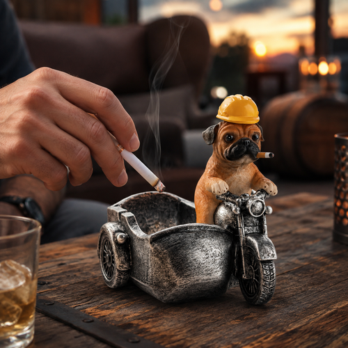 Bulldog Rider Motorcycle Funny Ashtray🚬