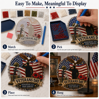 ⚪DIY Veterans Day Pearl Diamond Art Hanging Ornament Kit💎