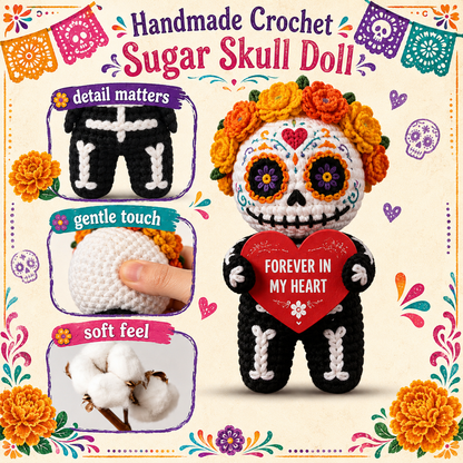 🕯️Day of the Dead Handmade Crochet Sugar Skull Doll💀