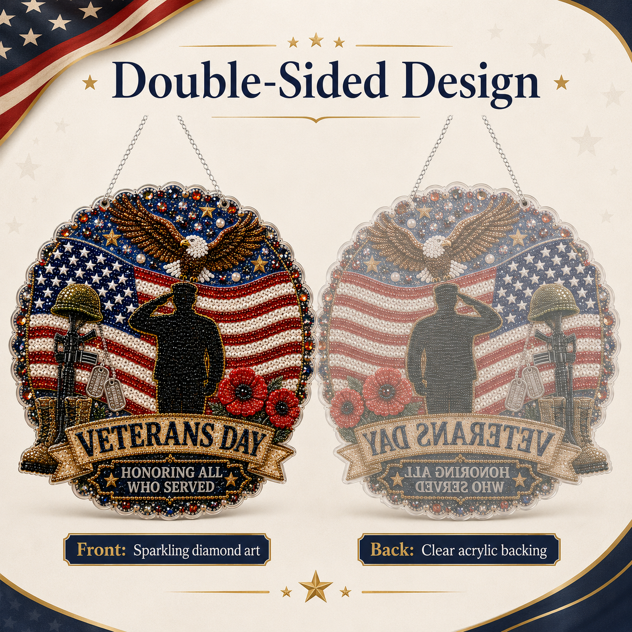 ⚪DIY Veterans Day Pearl Diamond Art Hanging Ornament Kit💎