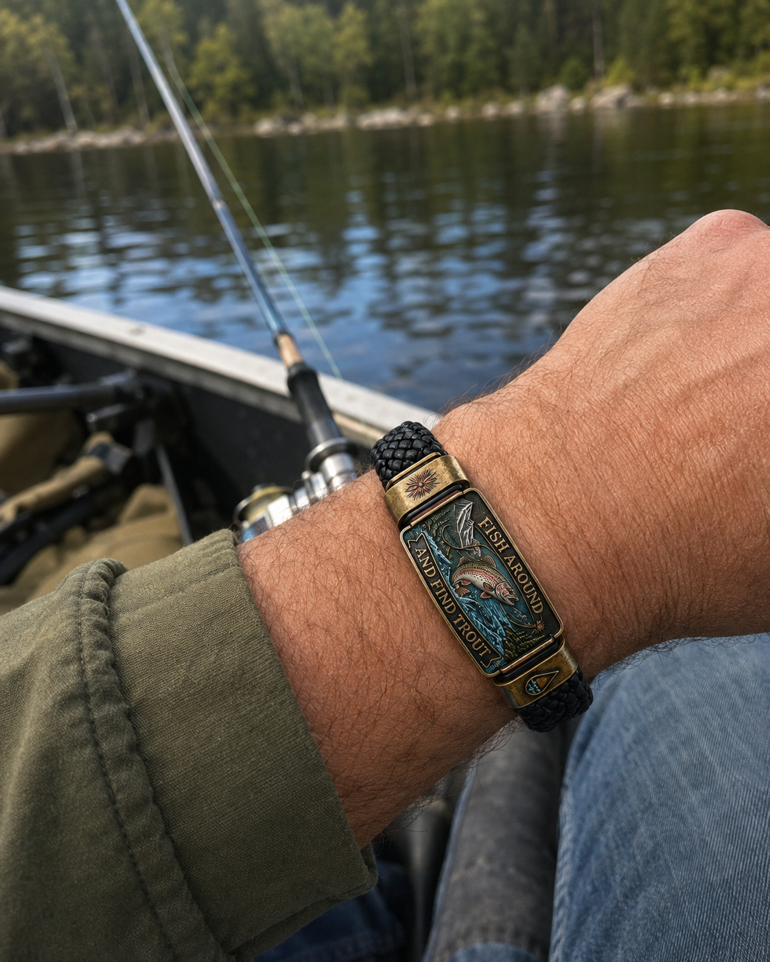 🎣Fish Around And Find Trout Vintage Fly Fishing Bracelet