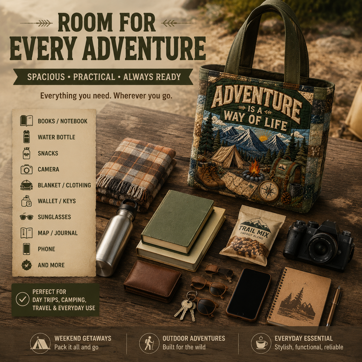 Adventure Is A Way Of Life Canvas Tote Bag