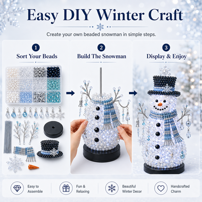 ❄️ DIY Beaded Snowman Kit | Handmade Winter Craft & Light-Up Holiday Decor