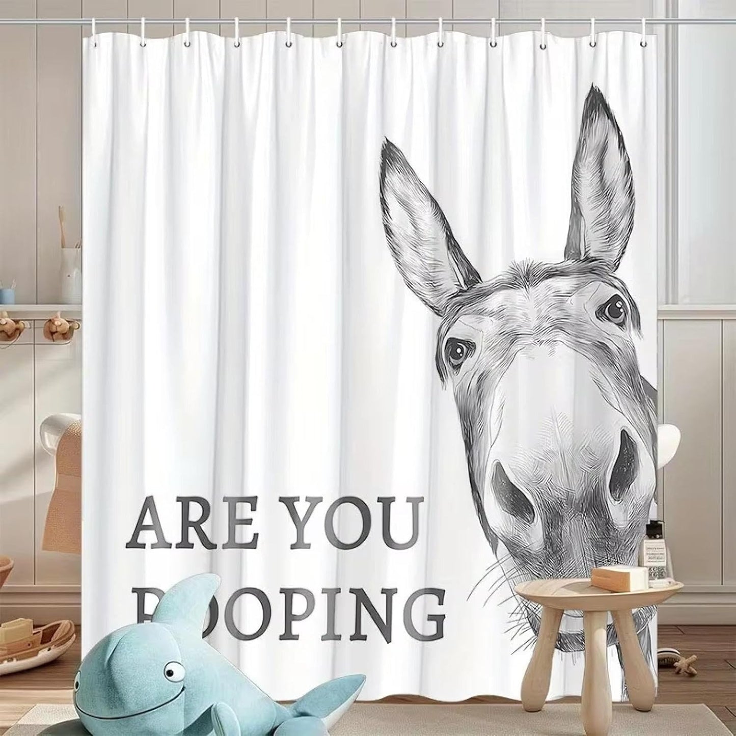 Are You Pooping? Donkey Shower Curtain