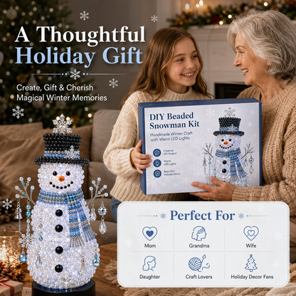 ❄️ DIY Beaded Snowman Kit | Handmade Winter Craft & Light-Up Holiday Decor
