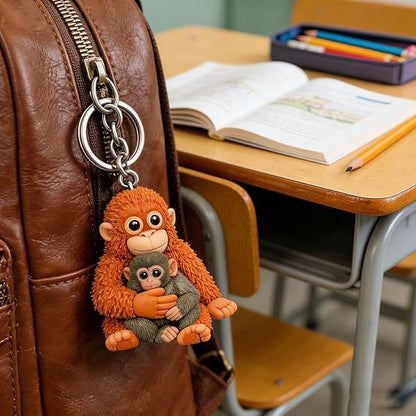 🐵💕Punch Monkey Hugging Monkey Key chain - Emotional Gift for Animal Lovers. Family. Friends. Loved Ones🎁