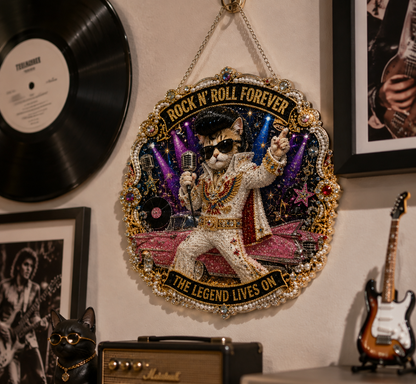 DIY ROCK N ROLL CAT Pearl Diamond Art Hanging Ornament Kit💎