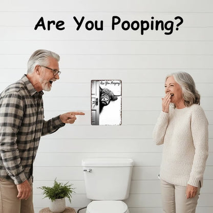 Vintage Highland Cow Sign – FunnyAre You Pooping? Wall Decor😂