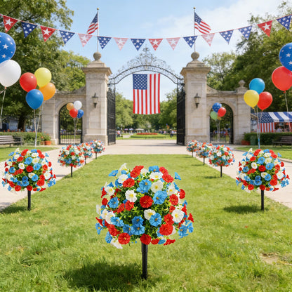 🔥4th of July Hot Sale 49% Off 🔥 🇺🇸 Patriotic Artificial Flower Tree with Ground Spike
